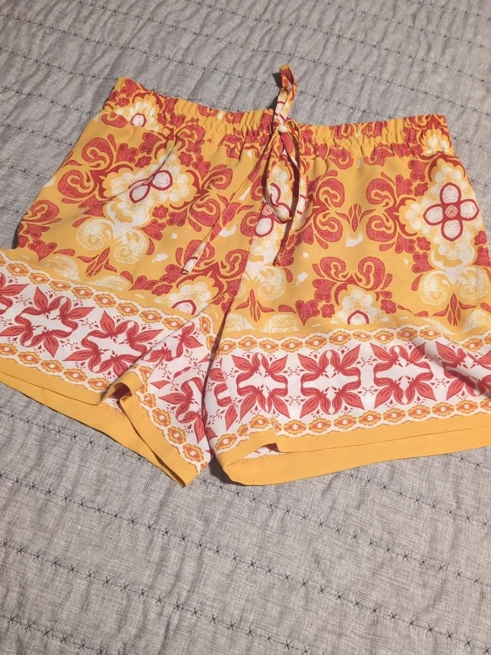 Source Unknown Yellow and Red Floral Athletic Shorts